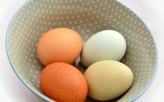Huevos en bol de porcelana